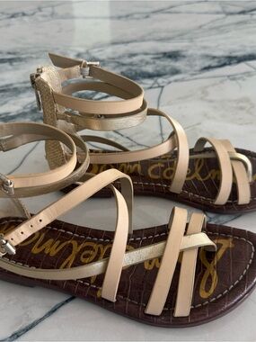 Sam Edelman Nude and Gold Multi-Strap Gladiator Sandals